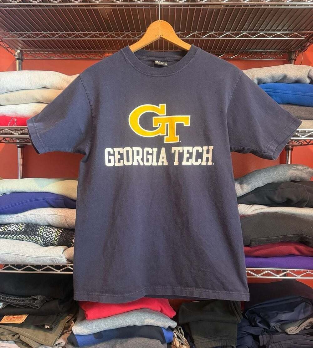 Gear For Sports Big Cotton Georgia Tech Yellow Jackets Navy Blue T-Shirt Medium